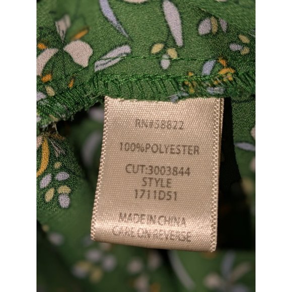 Max Studio Green Floral Boho Peasant Blouse XL Cotton/Rayon 3/4 Sleeves Pullover - Picture 8 of 9